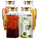 4 PACK 2 LITER/68 OZ SQUARE GLASS PITCHER WITH LID