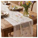 REMAGR 9.8 FT FLORAL TABLE RUNNER EMBROIDERED TULL