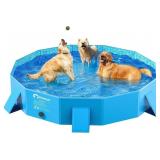 PETEAST DOG POOL FOR LARGE DOGS, FOLDABLE HARD PLA