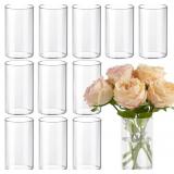 TBWIND 12PCS 6 INCH CLEAR GLASS CYLINDER VASES FOR