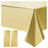JUST SHIMMER 2 PCS GOLD TABLECLOTH PLASTIC -STUNNI