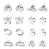 CWJCYTNSN 16PCS SMALL METAL HAIR CLAW CLIPS, SILVE