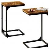 QEEIG C SHAPED TABLE SIDE TABLE SET OF 2, BROWN