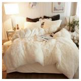 XEGE FLUFFY PLUSH SHAGGY FAUX FUR DUVET COVER SET,