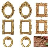 TYQOUR 8PCS MINI GOLD PICTURE FRAMES VINTAGE SMALL