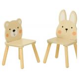 KIDS WOODEN ANIMAL CHAIRS, INCLUDING RABBIT AND BE