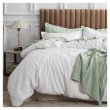 BEDSURE WAFFLE COMFORTER SET KING, WHITE SOFT BEDD