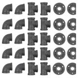 30 PACK 1/2 INCH CAST IRON PIPE FITTINGS WITH ELBO