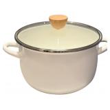ENAMEL STOCKPOT WITH LID, 4 QUART SOUP WITH HANDLE