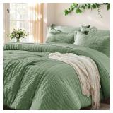 QUEEN COMFORTER SET 7 PIECE, SAGE GREEN BED IN A B