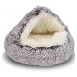 SHINHYE COZY CAT BED - ROUND PLUSH FLUFFY HOODED C
