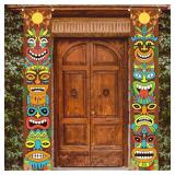 TIKI TOTEM BANNER, HAWAIIAN LUAU PARTY DECORATIONS
