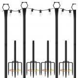 4 PACK STRING LIGHT POLES FOR OUTSIDE, 10FT LIGHT