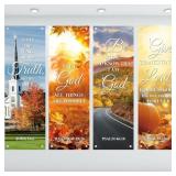 FUWEAVE 4 PCS FALL CHURCH BANNERS FOR SANCTUARY WA