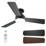AMICO 42 INCH BLACK LOW PROFILE CEILING FANS WITH