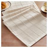 ZEEMART LINEN CHECKED FARMHOUSE TABLE RUNNER, 13X9