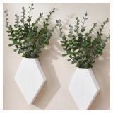 CHUNFUL 2 PCS WOODEN WALL PLANTER DECOR,WHITE,7.1