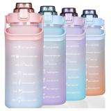 LARGE MOTIVATIONAL WATER BOTTLE WITH STRAW TIME MA