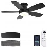 JSAITEE CEILING FANS WITH LIGHTS, 42 INCH LOW PROF