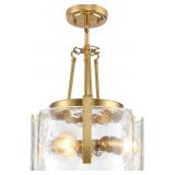 KUDOS 3-LIGHT BRUSHED GOLD SEMI FLUSH MOUNT CEILIN