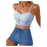 HERSEAS HIGH WAISTED BIKINI SETS FOR WOMEN SHORTS