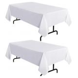 SANCUA 2 PACK WHITE TABLE CLOTH 60X102 INCH FOR 6