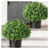 2PCS ARTIFICIAL BOXWOOD TOPIARY BALL TREES FOR FRO
