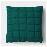 1 LOT (2) 19"X19" QUILTED SOLID PILLOW DARK GREEN