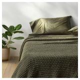 KING CHUNKY KNIT BLANKET OLIVE GREEN - CASALUNAï¿½