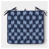 18"X20" IKAT WOVEN SEAT CUSHION LIGHT BLUE/NAVY -