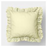 26"X26" EYELET RUFFLE OUTDOOR THROW PILLOW SAGE GR