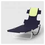 FOLDING BEACH TANNING CHAIR NAVY - ROOM ESSENTIALS
