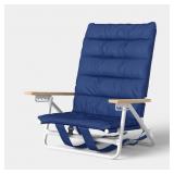 PADDED BACKPACK BEACH CHAIR NAVY/CREAM - ROOM ESSE