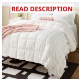FULL/QUEEN BOX STITCH PUFFER COMFORTER IVORY FOR D