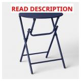 METAL ROUND OPEN WEAVE BISTRO PATIO END TABLE NAVY