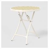 TEMPERED PRINTED GLASS ROUND ACCENT PATIO END TABL