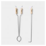 2PC TONGS AND FIRE POKER TOOL SET GRAY - THRESHOLD