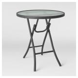 FOLDING ROUND PATIO ACCENT TABLE CLEAR - ROOM ESSE