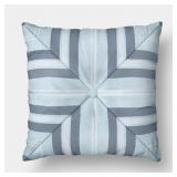 18"X18" PIECED STRIPE OUTDOOR THROW PILLOW BLUE -