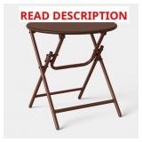 METAL ROUND OPEN WEAVE ACCENT PATIO END TABLE BROW