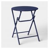 METAL ROUND OPEN WEAVE BISTRO PATIO END TABLE NAVY