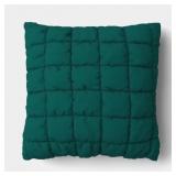 1 LOT OF 2-19"X19" QUILTED SOLID PILLOW DARK GREEN