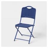 1 LOT (2) MONOCHROMATIC ROPE FOLDING CHAIR NAVY BL