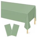 MULBOZY 2 PCS SAGE GREEN PLASTIC TABLE CLOTH DISPO
