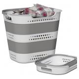 COLLAPSIBLE PLASTIC LAUNDRY BASKET HAMPER WITH HAN