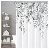 GIBELLE GREY EUCALYPTUS SHOWER CURTAIN, WATERCOLOR