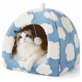 LESURE 2-IN-1 CAT CAVE BED, BLUE, LARGE