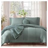 QUEEN COMFORTER SET-7 PIECES SAGE SOFT BED IN A BA