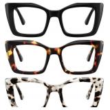 3 PACK READING GLASSES FOR WOMEN OVERSIZED SQUARE