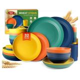 TEIVIO 32-PIECE PLATES AND BOWLS SETS FOR 8, WHEAT